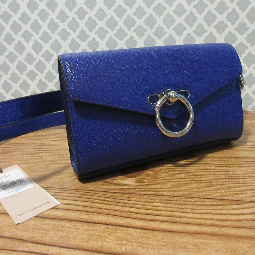 Rebecca Minkoff blue jean belt bag crossbody Leather NWT dust bag travel gear